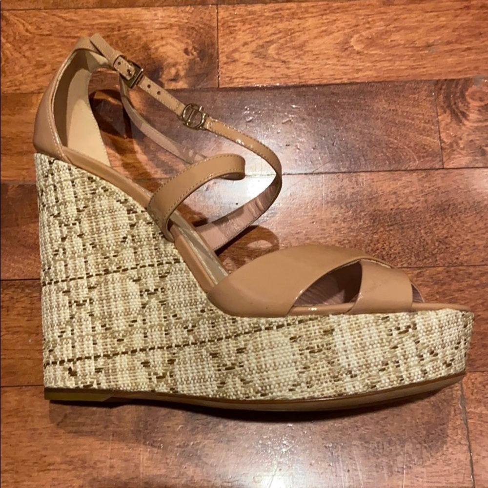 NWOT Christian Dior leather wedge sandals - Size 9